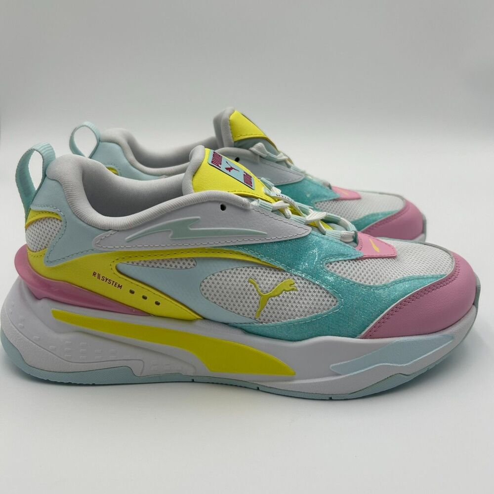 Puma Shoes RS Fast Pop Glitch JR White Lemon Sherbert Juniors Size  5